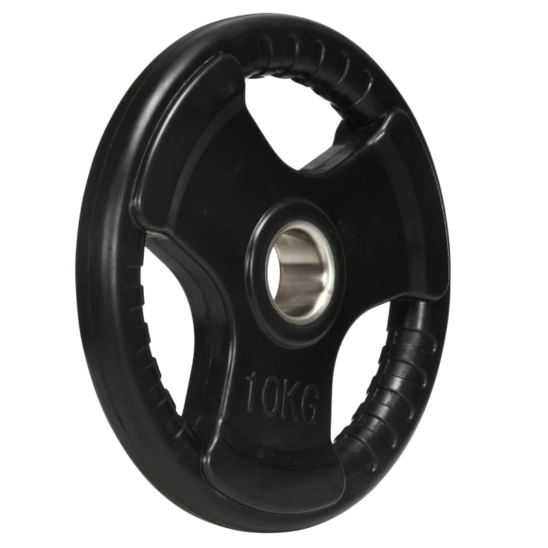 SPORTNOW Hantelscheibe, 2er-Set, 10 kg pro Scheibe, drei Griffe, bodenschonender Gummimantel, Metall