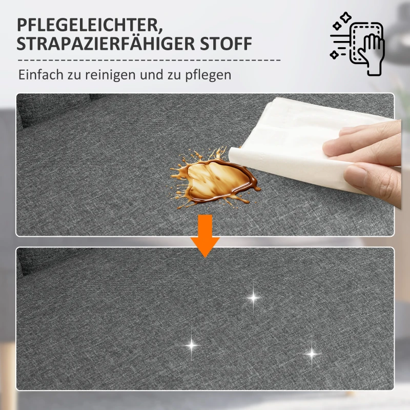 HOMCOM 2-Sitzer Sofa, weiche Polsterung, pflegeleichter Bezug, bis 150 kg, 117 x 56,5 x 77 cm, Hellgrau