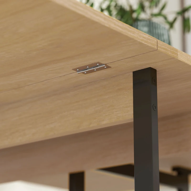 HOMCOM Table à manger pliante sur roulettes 4 personnes avec compartiments ouverts, pour petits espaces, salle à manger, chêne