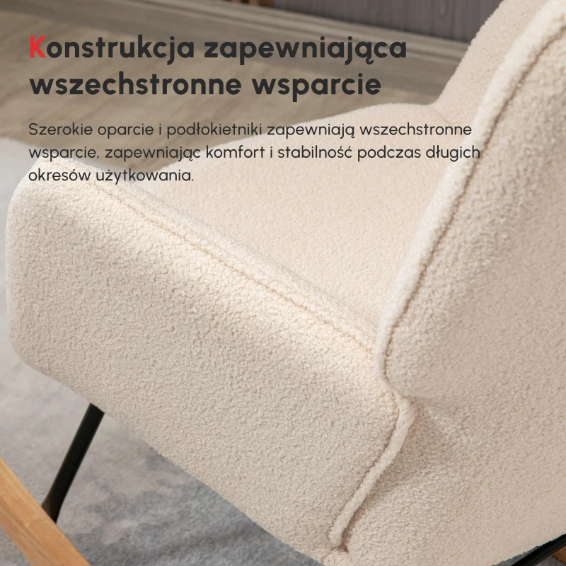 HOMCOM Retro Fotel Bujany, Drewno Lite, Fotel relaksacyjny, 92 cm x 71 cm x 101 cm, Beżowy