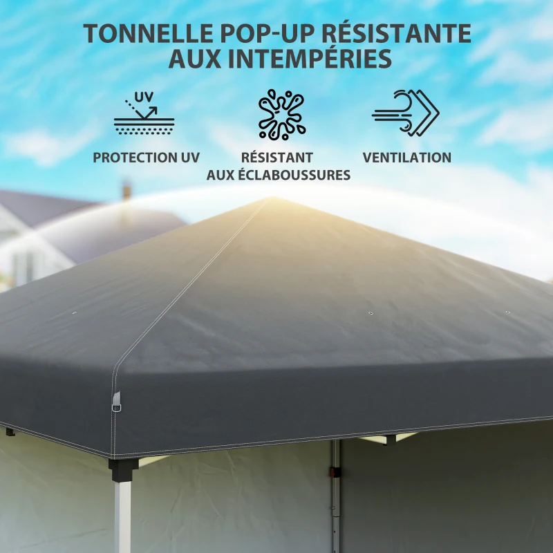Outsunny Tonnelle barnum de jardin pop-up pliant réglable en hauteur protection UV 30+ 2 parois latérales sac de transport inclus