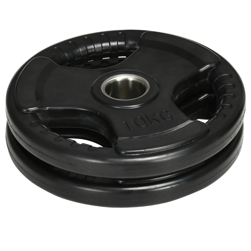 SPORTNOW Hantelscheibe, 2er-Set, 10 kg pro Scheibe, drei Griffe, bodenschonender Gummimantel, Metall