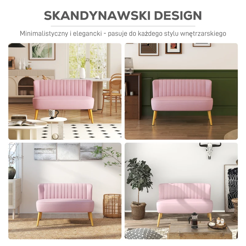 HOMCOM 2-osobowa sofa kanapa sofa tapicerowana meble wypoczynkowe szeroka różowa