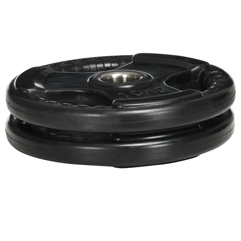 SPORTNOW Hantelscheibe, 2er-Set, 10 kg pro Scheibe, drei Griffe, bodenschonender Gummimantel, Metall
