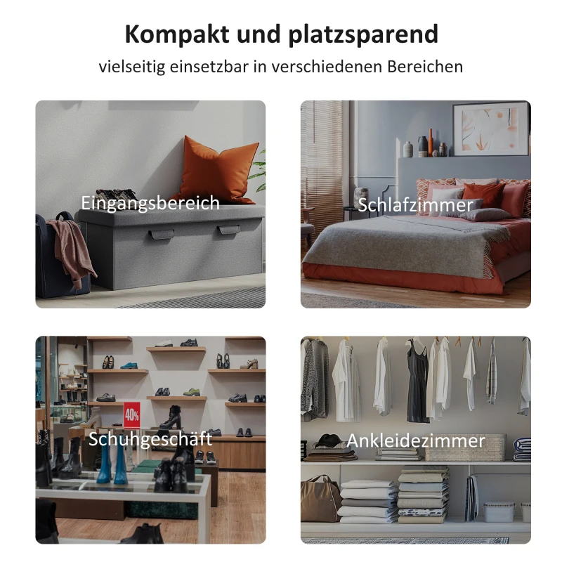 HOMCOM Bettbank, Polsterbank, Sitzbank, Flurbank für Schlafzimmer, bis 130 kg Belastbar, Segelstoff, Grau, 102 x 36 x 51 cm