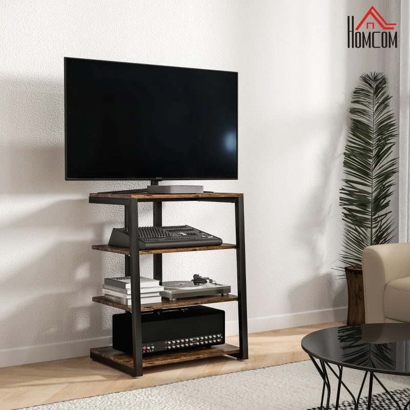 HOMCOM HiFi Stand, with Four Storage Shelves - Rustic Brown