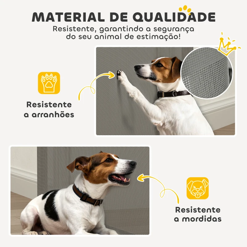 PawHut Barreira de Segurança para Cães Retrátil 0-136 cm  para Cães Pequenos com Botão de Fecho Cinzento
