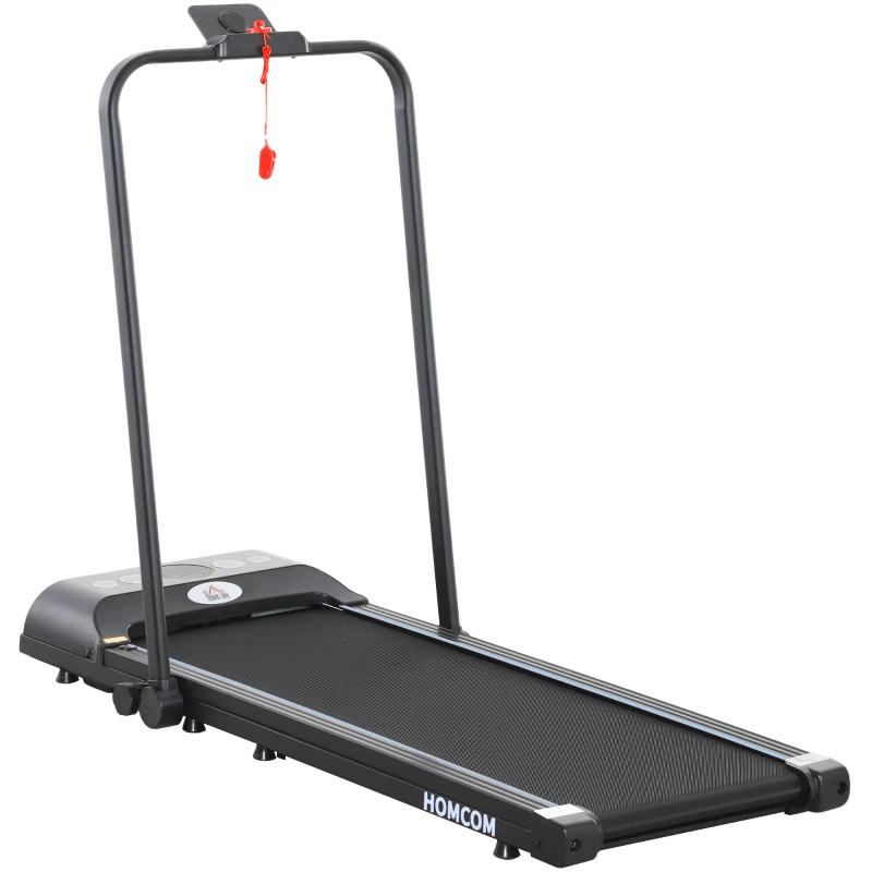 HOMCOM Foldable Walking Treadmill, with LED Display and Wheels, for Home, Office, Gym, Blue