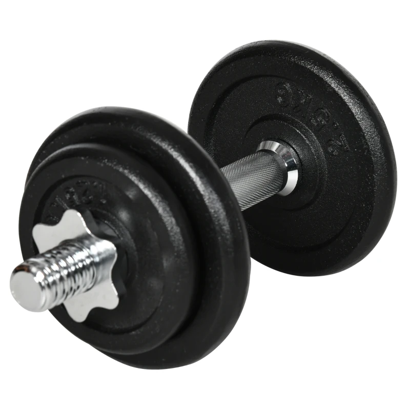 HOMCOM Kurzhantel, Langhantel, 2-in-1, 20 kg, 8 Hantelscheiben, rostfrei, Eisen, schwarz, 95 x 16 x 16Hcm