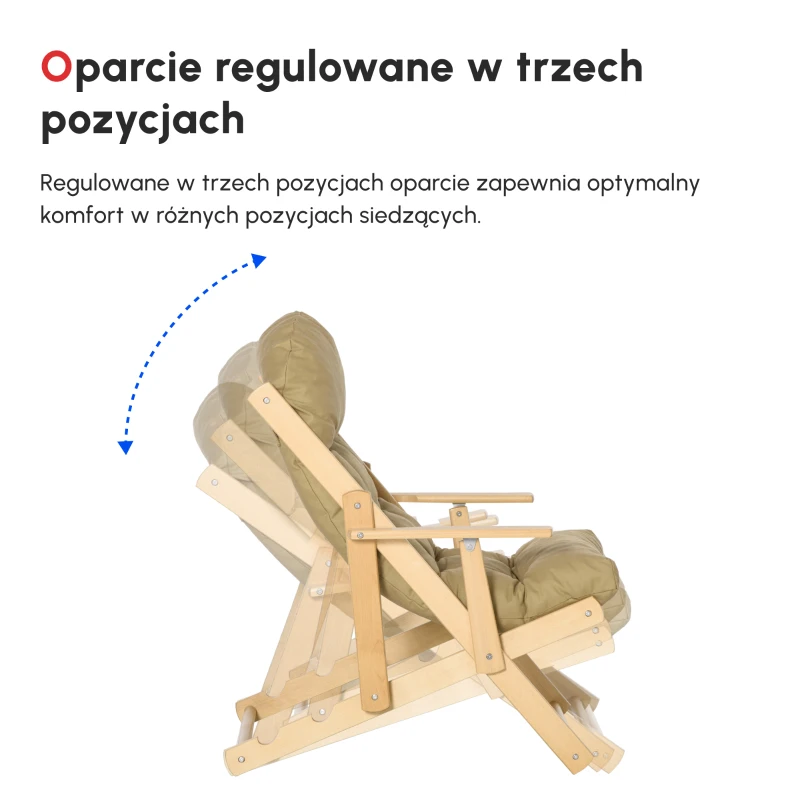 HOMCOM Fotel Akcentowy, Fotel Relaksacyjny, Regulowane Oparcie, Rama z Drewna Bukowego, do 120 kg, Brązowy