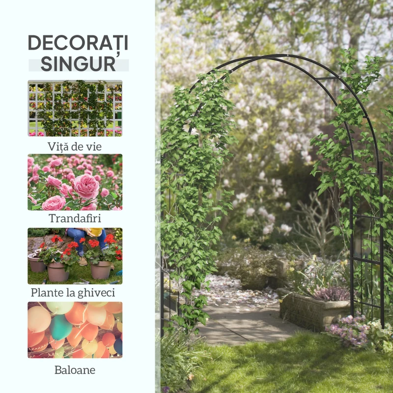 Outsunny Pergola de Gradina de 2.23 m, Bolta de Nunta pentru Ceremonie, Spalier Ideal pentru Cataratori si Decoratiuni