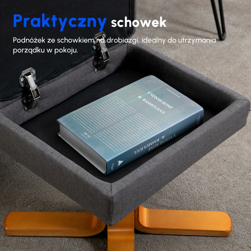 HOMCOM Fotel do masażu z podnóżkiem, fotel, nachylenie 145°, sztuczna skóra, ciemnoszary 80 x 86 x 90 cm