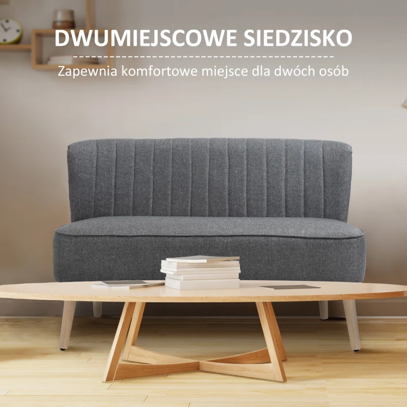 HOMCOM 2-osobowa kanapa sofa tapicerowana meble wypoczynkowe szeroka jasnoszara