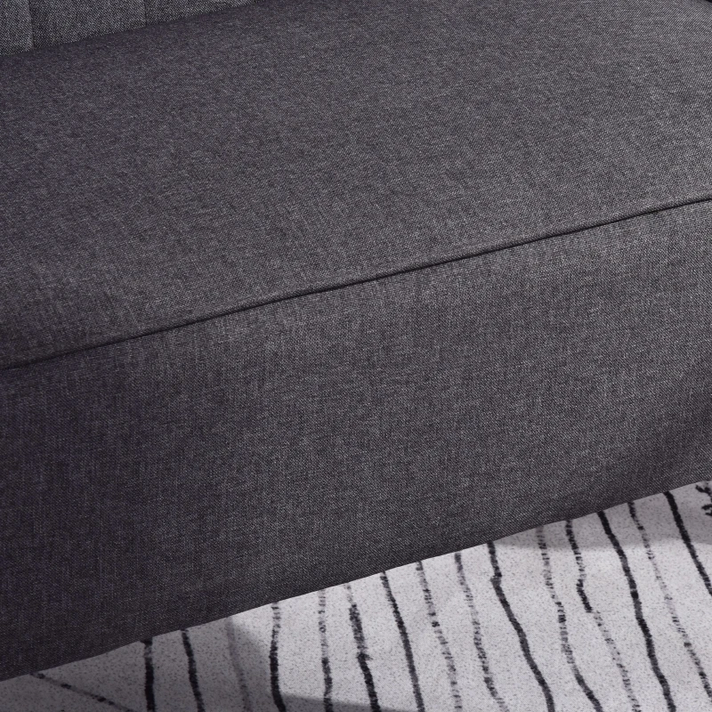 HOMCOM Divano 2 Posti Moderno in Tessuto Senza Braccioli, Divanetto da Salotto con Gambe in Legno, 117x56.5x77 cm, Grigio Scuro