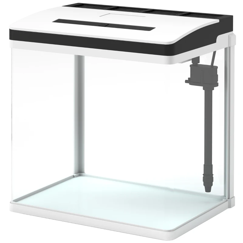 PawHut 28L Glass Aquarium Fish Tank with Filter, LED Lighting, for Betta, Guppy, Mini Parrot Fish, Shrimp, 38 x 26 x 39.5cm