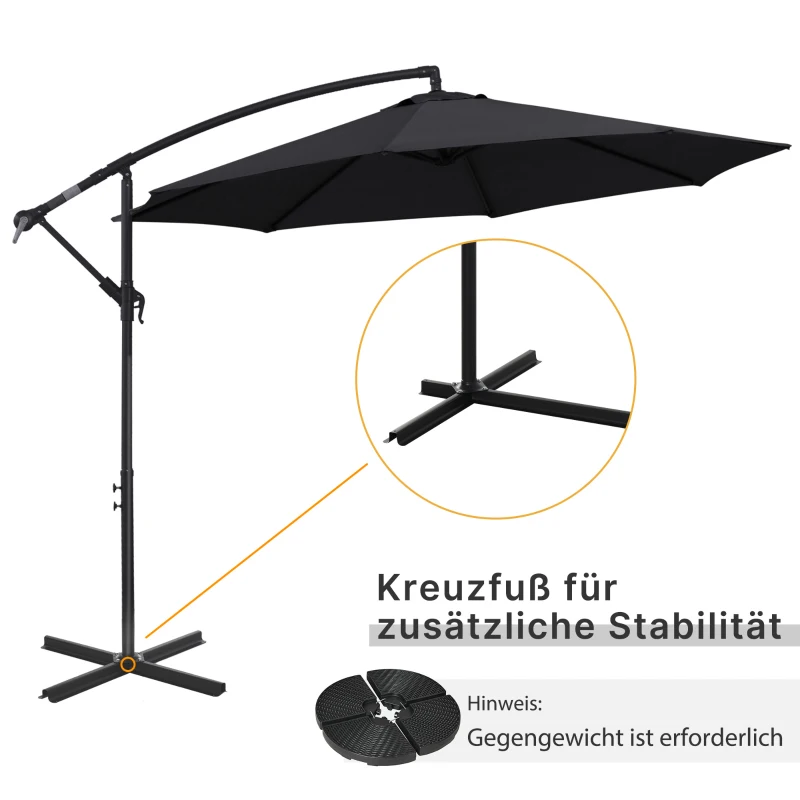 Outsunny Sonnenschrim Ampelschirm Sonnenschirm mit Kurbel