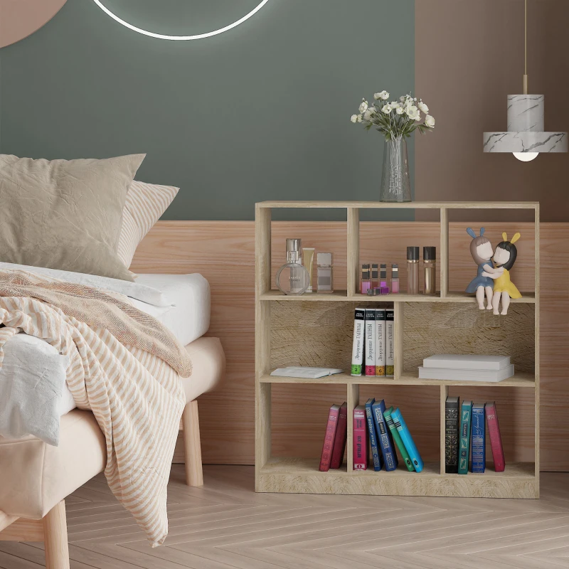 HOMCOM Boekenkast Plank Staande Plank, 8 Planken, 97,5 x 30 x 100 cm, Eikenoptiek