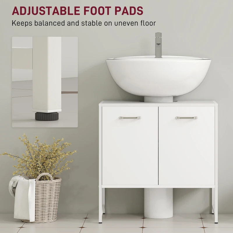 HOMCOM Bathroom Vanity Unit, Under Sink Storage Cabinet with Soft-Close Doors for Basin without or with Pedestal, White