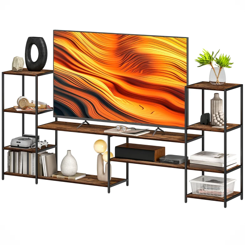 HOMCOM TV Unit for TVs up to 60 Inches, Industrial TV Stand with Storage Shelves, Entertainment Centre for Living Room, Bedroom