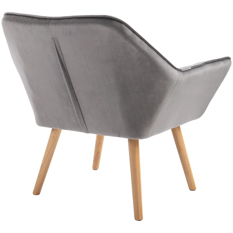 HOMCOM Relaxsessel Skandidesign Lesesessel Akzentsessel, Steppung, 67cm x 61,5cm x 71cm. Grau