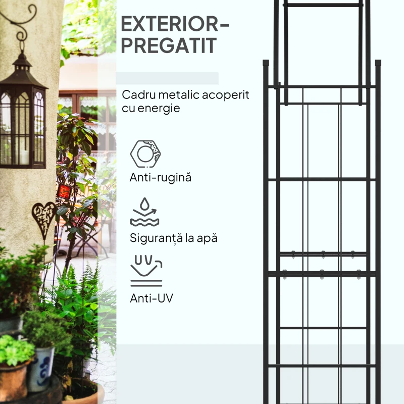 Outsunny Pergola de Gradina de 2.23 m, Bolta de Nunta pentru Ceremonie, Spalier Ideal pentru Cataratori si Decoratiuni