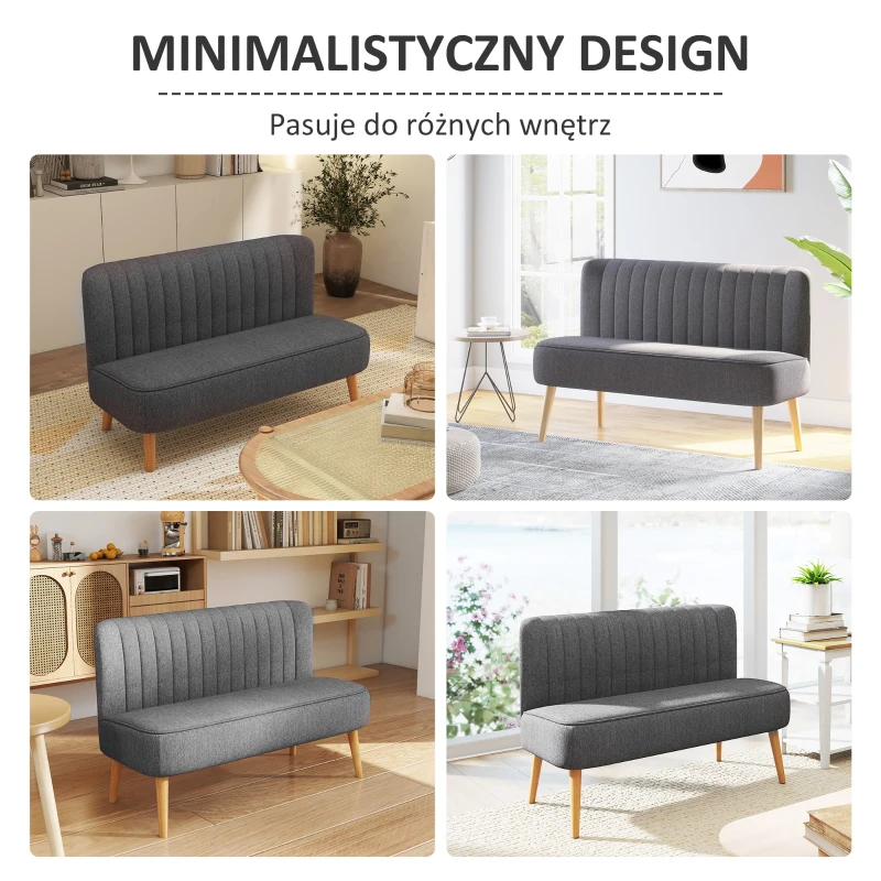 HOMCOM 2-osobowa kanapa sofa tapicerowana meble wypoczynkowe szeroka jasnoszara