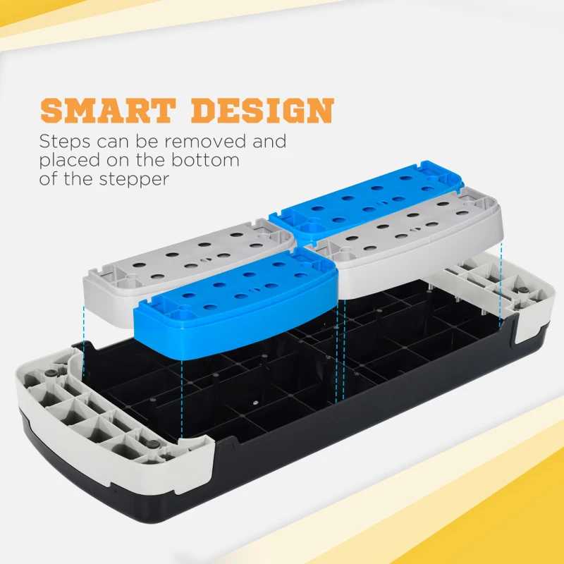 HOMCOM Aerobische Stepper 3-traps in hoogte verstelbaar 80 x 31 x 20 cm Zwart+Lichtblauw+Grijs