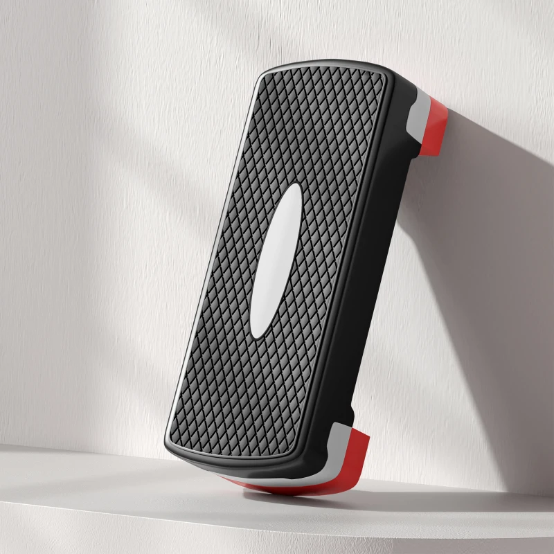 HOMCOM Aerobic Stepper, 2-Staps Hoogteverstelling, 68 x 29 x 15 cm, Zwart+Grijs+Rood