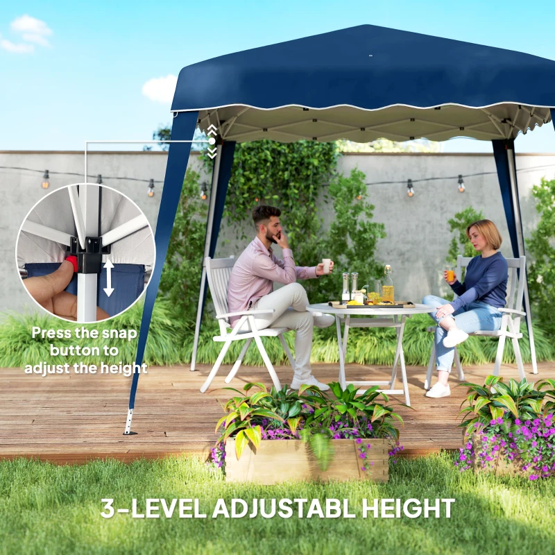 Outsunny 3 M x 3 M Base/ 2.5 M x 2.5 M Top Pop Up Gazebo, 2 Person Setup Instant with Carry Bag, Height Adjustable Slant Leg Party Tent Instant Event Shelter for Garden, Patio