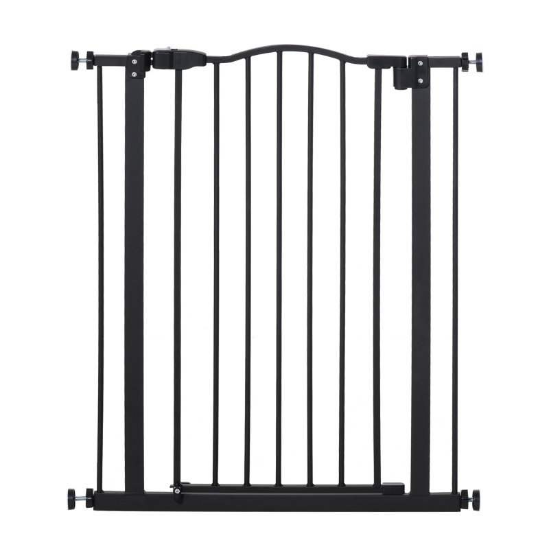 Barrera De Seguridad Para Perros Extensible 74-100 Cm - Con Puerta Para Gatos - Doble Bloqueo Y Cierre Automático - Color Blanco