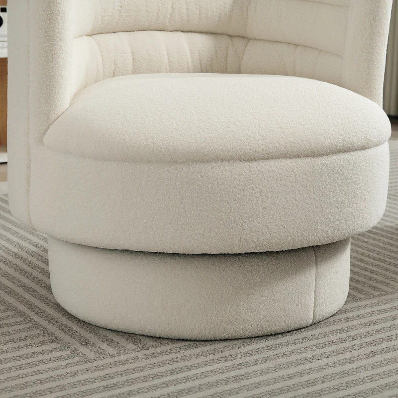 HOMCOM Drehbarer Polstersessel, Moderner Lounge-Sessel mit Kautschukholzrahmen, für Wohnzimmer, Schlafzimmer, Cremeweiß(m-9)