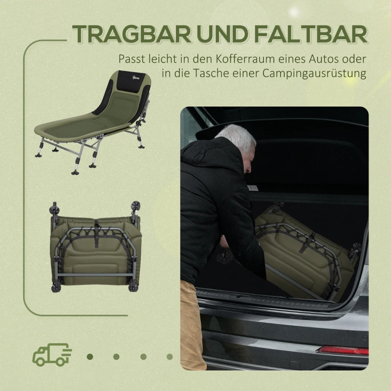 Outsunny Campingliege Campingbett Feldbett, 200 x 85 x 40-55 cm, Grün