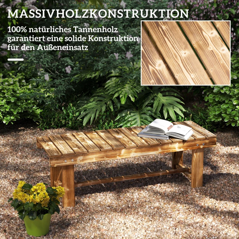 Outsunny Gartenbank, Sitzbank, für 2 Personen, rustikal, 110 x 38 x 35 cm, Dunkelbraun