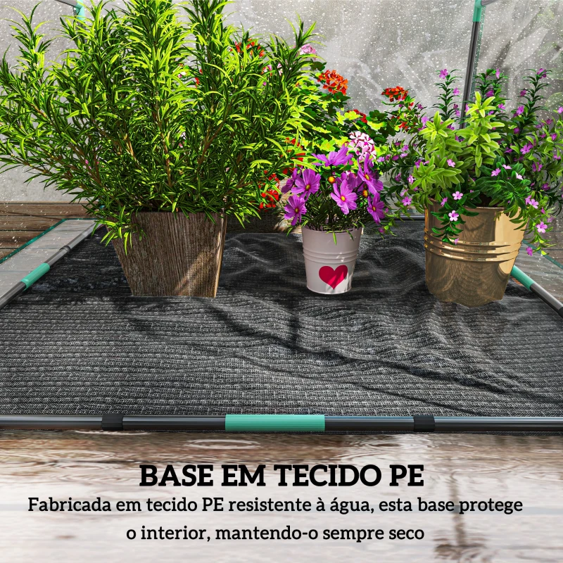 Outsunny Estufa Pequena Porta com Fecho de Correr Base de Tecido PE Impermeável e Estrutura de Aço Estufa  90x90x105 cm Transparente