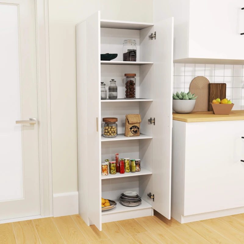 HOMCOM Mobile Multiuso Moderno con 5 Ripiani e Livelli Regolabili, in Legno, 60x31.5x165 cm, Bianco