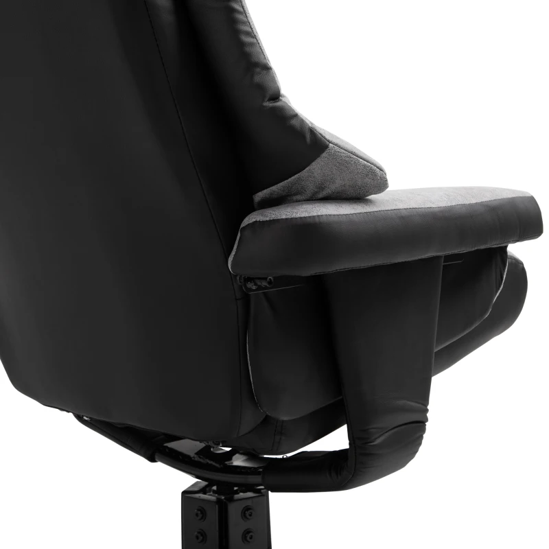 HOMCOM Relaxsessel mit Hocker, 360° drehbar, 135° neigbar, atmungsaktiver Bezug, 78 x 82,5 x 109 cm, grau