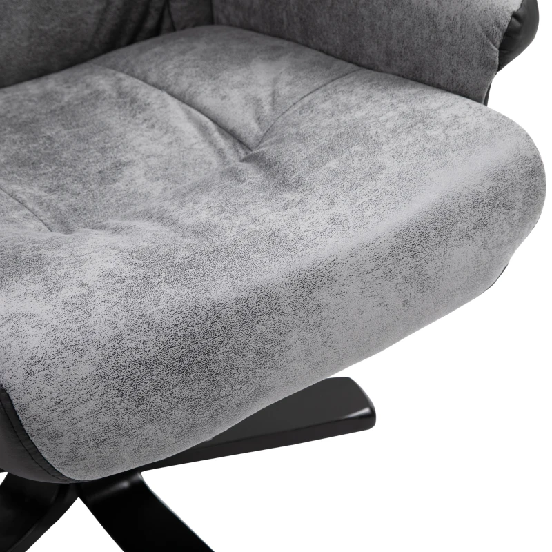 HOMCOM Relaxsessel mit Hocker, 360° drehbar, 135° neigbar, atmungsaktiver Bezug, 78 x 82,5 x 109 cm, grau