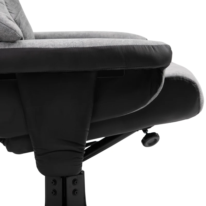 HOMCOM Relaxsessel mit Hocker, 360° drehbar, 135° neigbar, atmungsaktiver Bezug, 78 x 82,5 x 109 cm, grau