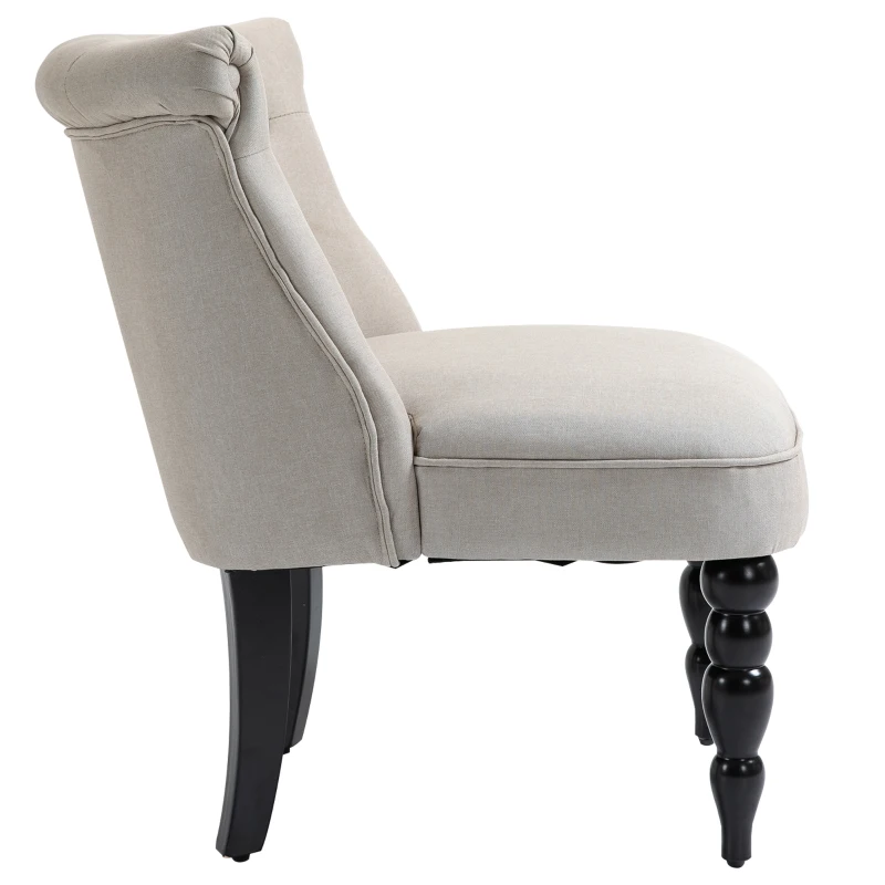 HOMCOM Relaxsessel Vintage Ruhesessel Relaxstuhl Polstersessel Esszimmerstuhl Leinenbezug Holzgestell Beige+Schwarz 67 x 67 x 78 cm