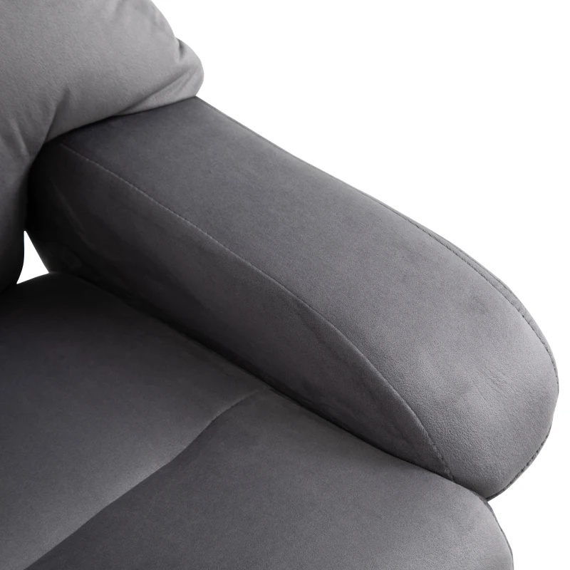 HOMCOM Massagesessel Fernsehsessel Relaxsessel mit Liegefunktion Sessel mit Hocker Massagefunktion samtartiges Polyester Grau 76 x 80 x 102 cm