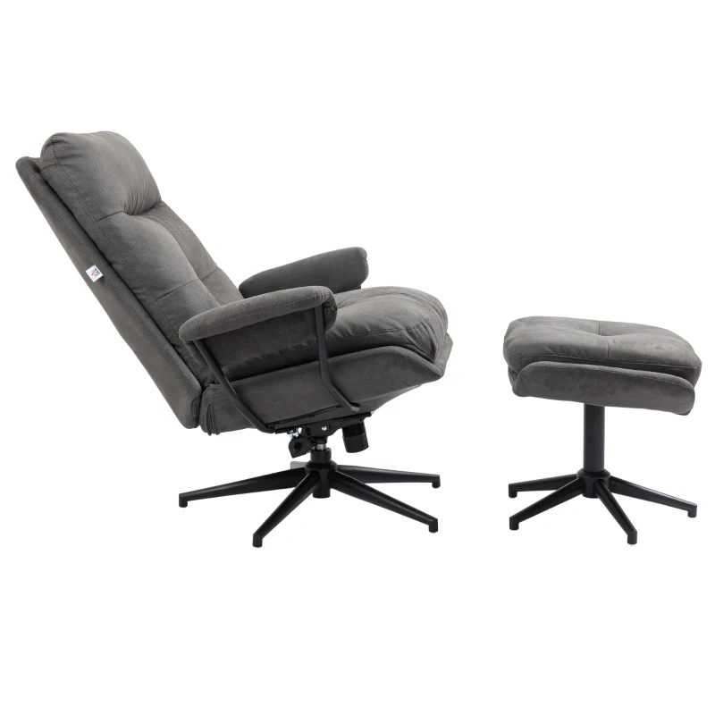 HOMCOM Relaxsessel mit Ottomane, Sessel mit Fußhocker, verstellbare Rückenlehne; Mikrofaser, Dunkelgrau