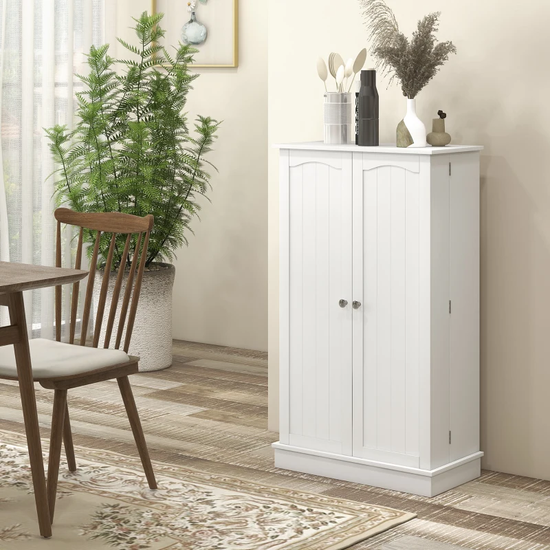 HOMCOM Armoire meuble de cuisine garde-manger 2 portes avec 5 étagères et 12 porte-épices - 60 x 30 x 104 cm - blanc
