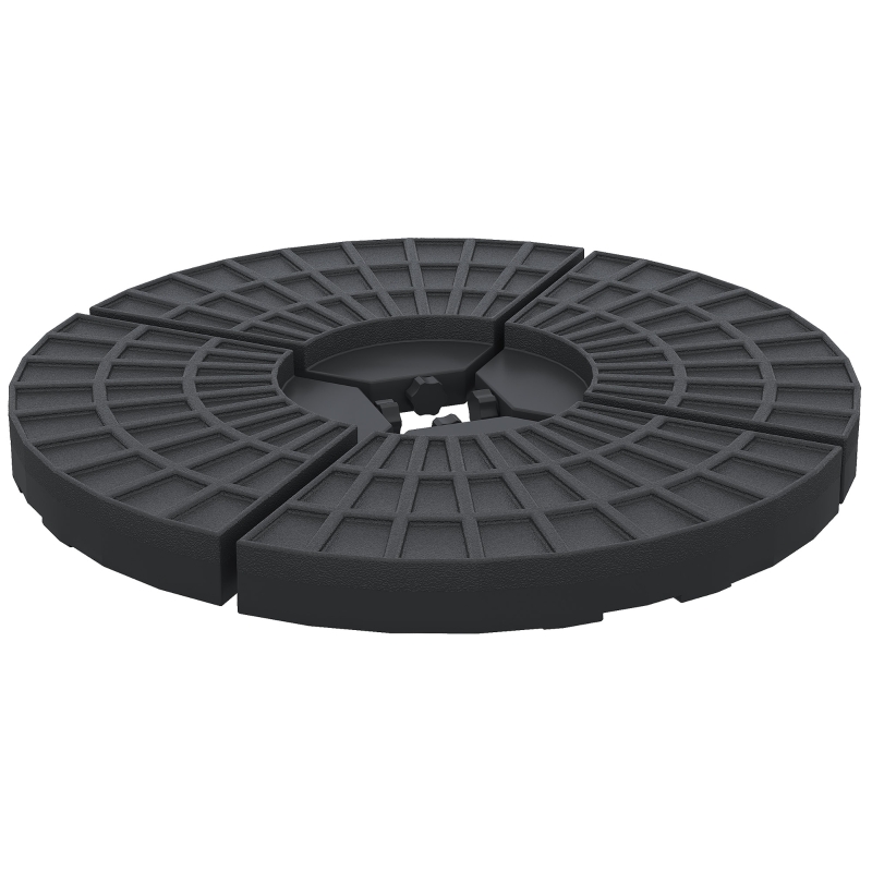 Outsunny Peso para Base de Sombrilla de 4 Piezas Rellenable de Agua 52 Litro Arena 60 kg o Mixto 70 kg para Base Cruzada Negro