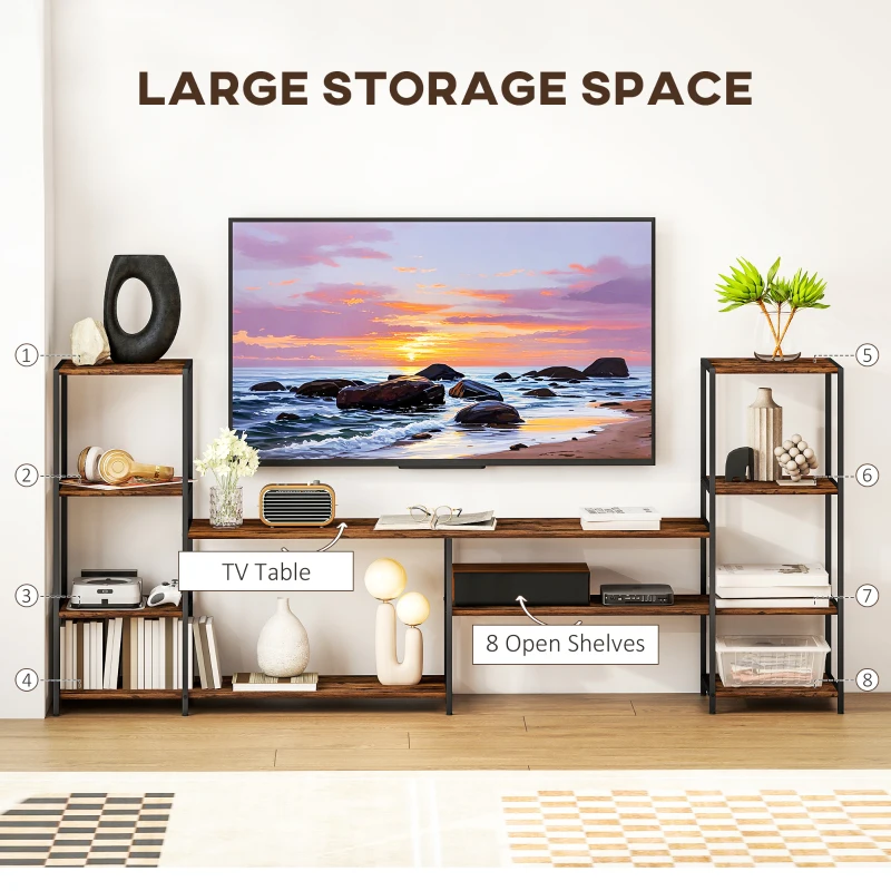 HOMCOM TV Unit for TVs up to 60 Inches, Industrial TV Stand with Storage Shelves, Entertainment Centre for Living Room, Bedroom