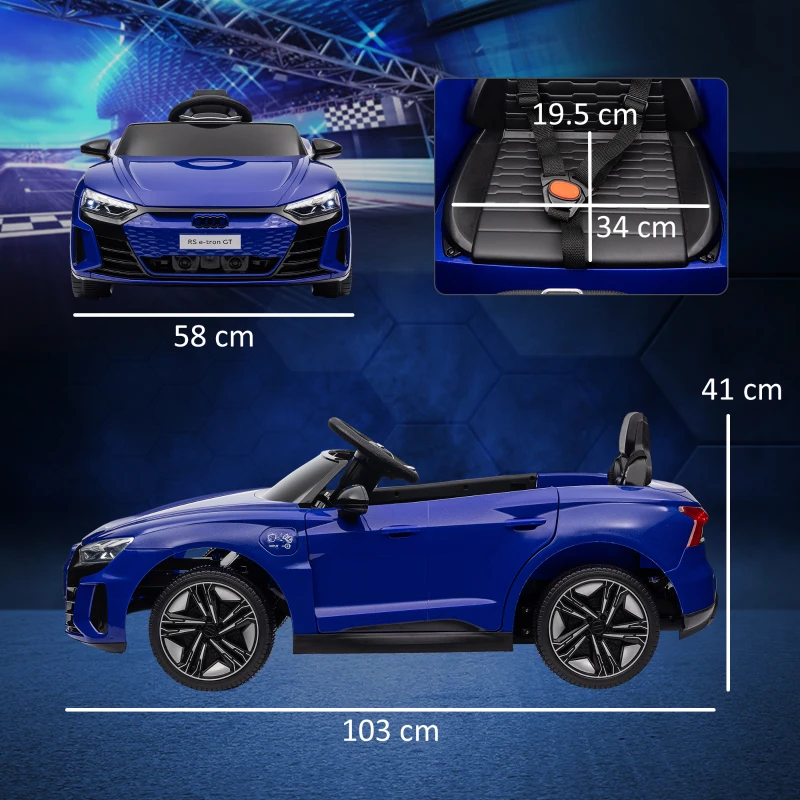 HOMCOM Voiture véhicule électrique enfant 12 V - télécommande parentale - effets sonores, lumineux - Audi RS E-tron GT bleu(m-3)