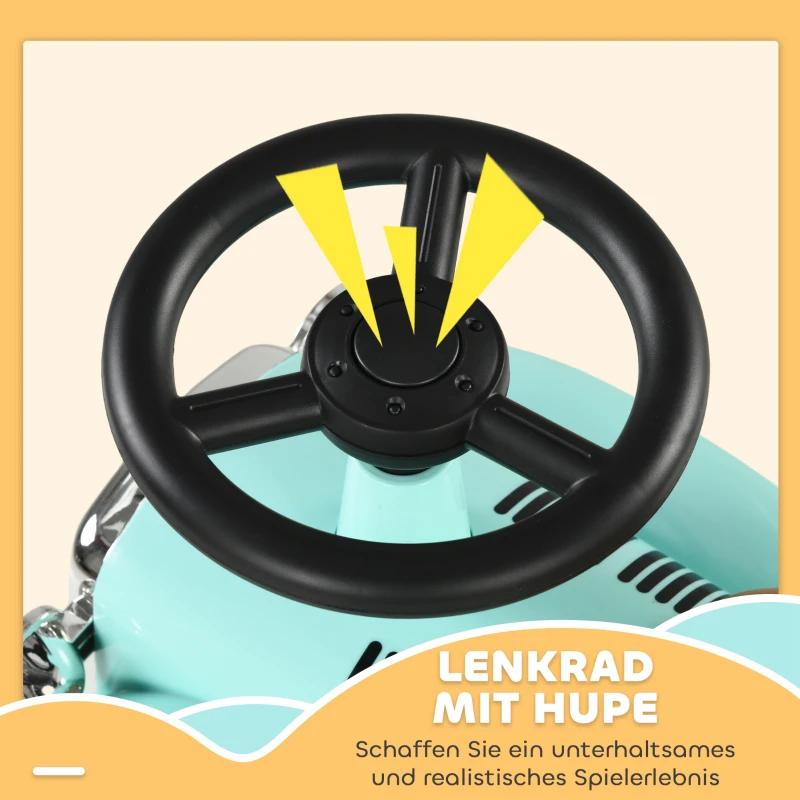 AIYAPLAY Kinder Rutschauto, Vintage-Design, versteckter Stauraum, Kippschutz, Hupe, 12-36 Monate, Grün(m-5)