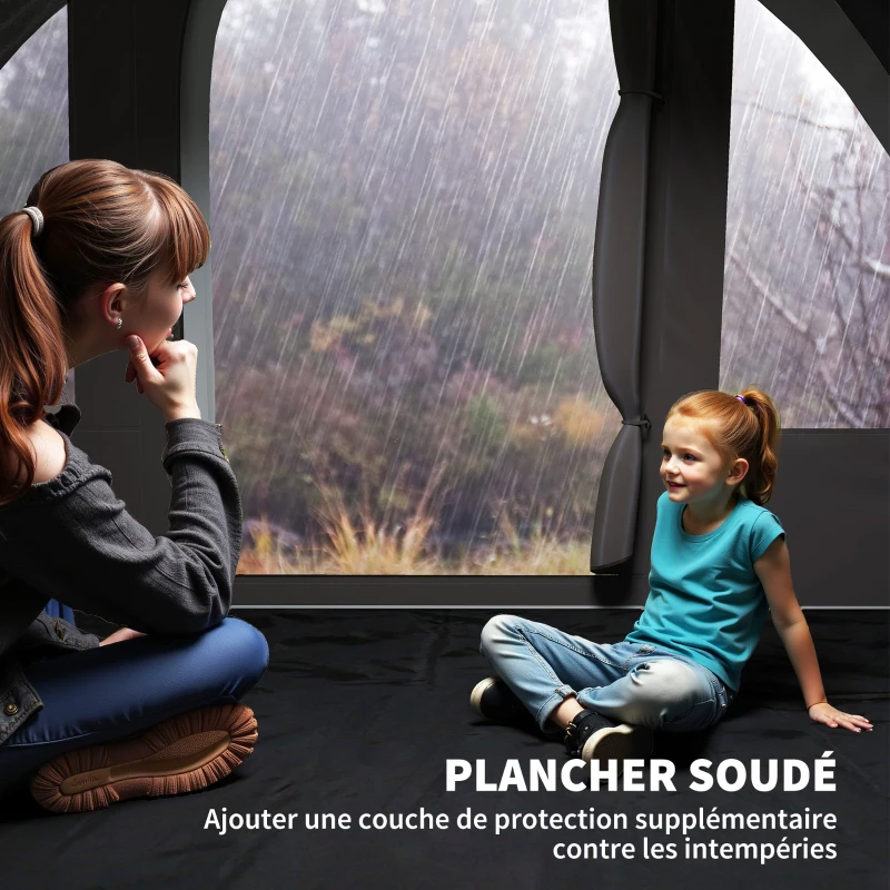 Outsunny Tente de camping avec porche pour 4 à 6 personnes légère ventilée étanche 5 000 mm montage facile sac de transport gris