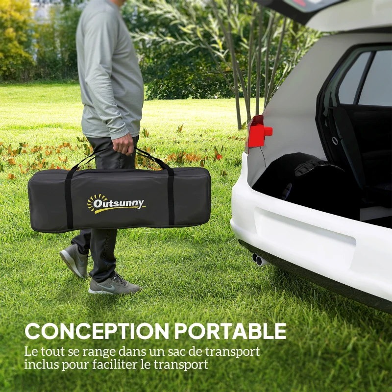 Outsunny Tente de camping familiale pour 2-4 personnes, tente tunnel imperméable 3000 mm 3 portes, 3,6 x 2,5 x 1,3 m, noir