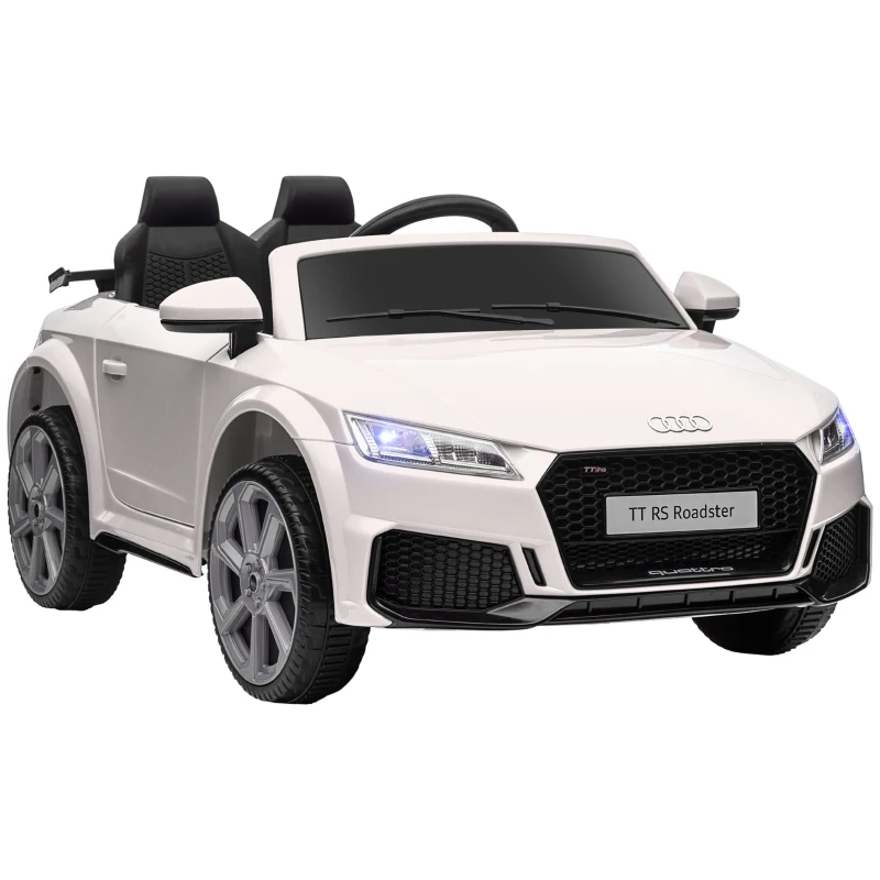 HOMCOM Voiture électrique enfant véhicule électrique enfant Audi TT RS 12 V 30 W V. Max. 3 Km/h télécommande 2,4G Effets sonores + Lumineux Blanc(m-11)