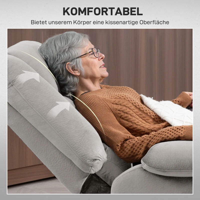 HOMCOM Opstaan Stoel met Massagefunctie, 90x93x110cm, Lichtgrijs(m-7)